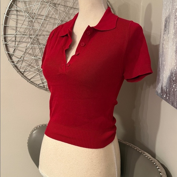 Garage Red Short Sleeve Polo Top - Picture 2 of 5